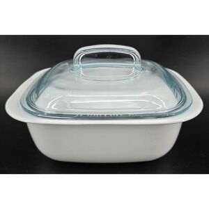 Vtg CorningWare Simply Lite 1.5 Qt Baking Dish Casserole Pyrex Glass Lid 648 USA